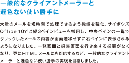 一般的なクライアントメーラーと遜色ない使い勝手に